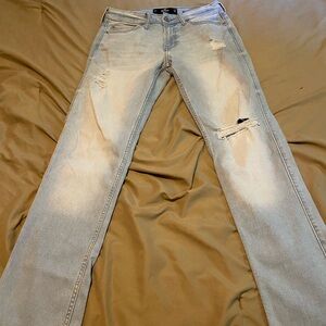 Hollister Blue Slim Jeans with Distressed Details